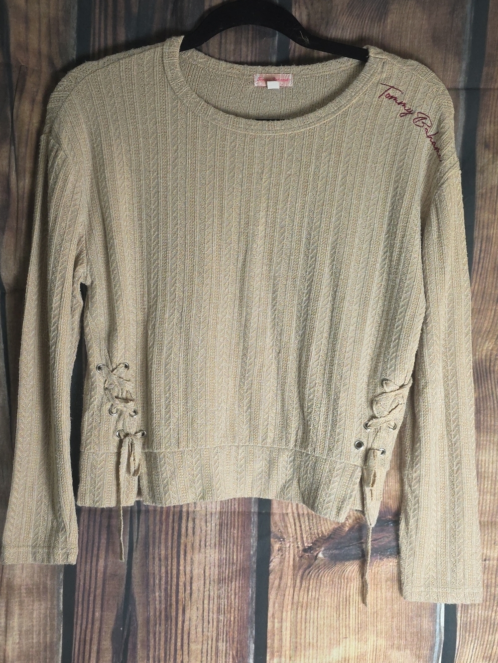 Tommy Bahama Tan Lace-Up Top